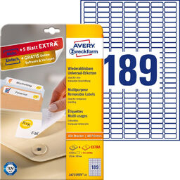 Usuwalne etykiety uniwersalne Avery Zweckform A4 30ark./op. 25,4