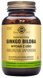 SOLGAR Ginkgo Biloba (Miłorząb Japoński), 60 kapsułek