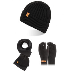 Zestaw zimowy Brdrene czapka szal rękawiczki 103138 czarny