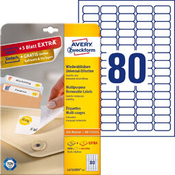 Usuwalne etykiety uniwersalne Avery Zweckform A4 30ark./op. 35,6
