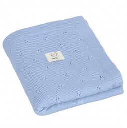Yosoy Kocyk dziany 100% Merino Wool Jersey Niebieski