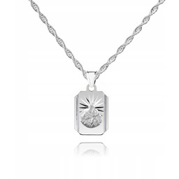 925 Srebrny łańcuszek medalik DEDYKACJA 45 cm LM51