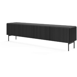 Szafka RTV czarna ryflowana 195 cm Muti E