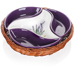 BANQUET Misa serwująca ceramiczna czteroczęściowa LAVENDER,