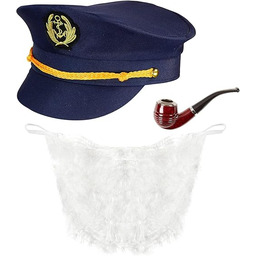 Widmann 68544 - zestaw przebrania kapitana, czapka, broda