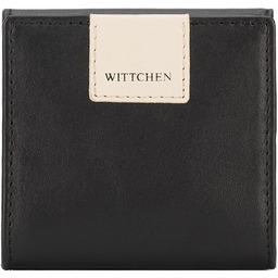 Bilonówka skórzana z naszywką z logo czarno-beżowa