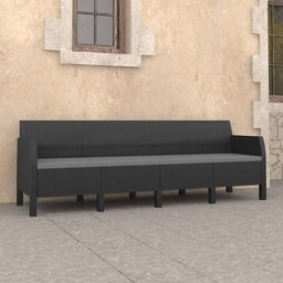 Emaga 4-osobowa sofa ogrodowa z poduszkami, antracytowa, rattan