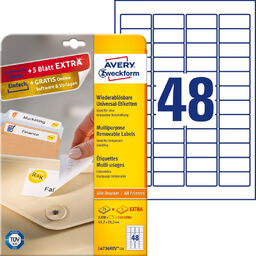 Usuwalne etykiety uniwersalne Avery Zweckform A4 30ark./op. 45,7