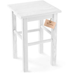 Taboret drewniany Rena 44x30 cm kwadratowy biały