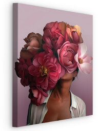 Muralo Obraz Portret Kobiety z Kolorowymi Kwiatami 20x30cm