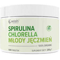 WISH PHARMACEUTICAL Spirulina + Chlorella + Młody Jęczmień