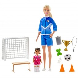 Barbie Zestaw Lalka Trenerka Piłki nożnej i Akcesoria
