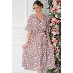 Sukienka midi a''la kimono w grochy fango Emsa