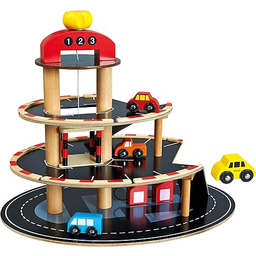 BINO 84077 drewniany parking, z podnośnikiem, wielokolorowa