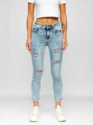 Niebieskie spodnie jeansowe damskie Push Up Denley TR5819