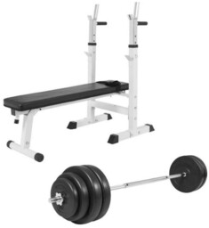 Zestaw 100 kg Ławka ze stangą do wyciskania