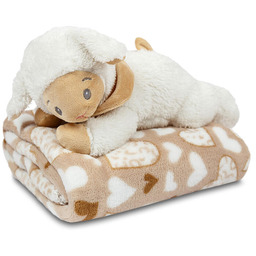 Decodoma Koc z mikropluszu z maskotką OWIECZKA