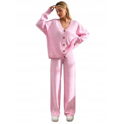 SHEIN DAMSKI KOMPLET DZIANINOWY RÓŻOWY SWETER SPODNIE XL