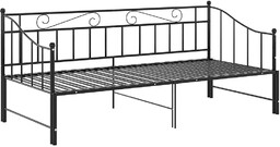 Edinos Czarne rozkładane łóżko metalowe 90x200 cm D1-F38