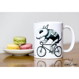 Pakamera Kubek z Bulterierem na rowerze