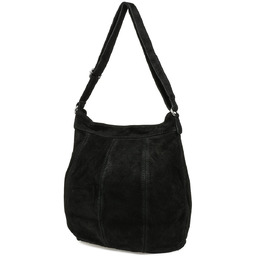 Czarna zamszowa torebka damska A4 skórzana worek K49