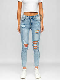 Niebieskie spodnie jeansowe damskie Denley Y882-3