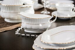 Chodzież Iwona B014 Serwis Obiadowy Zestaw Porcelany Złoty