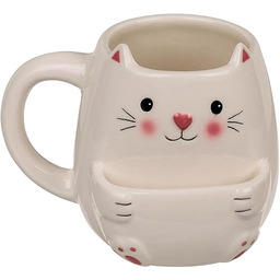 Kot kubek do kawy z przegródką na ciastka