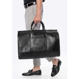 Wielofunkcyjna torba na garnitur ze skóry naturalnej czarna