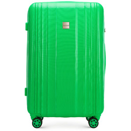 Duża walizka z polikarbonu tłoczona plaster miodu zielona