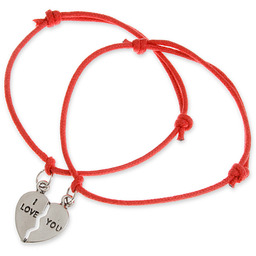 PODWÓJNA BRANSOLETKA I LOVE YOU węzeł serce