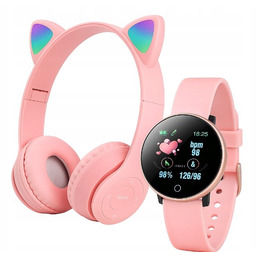 Słuchawki Bezprzewodowe Kocie Uszy Różowy Smart Band 119S