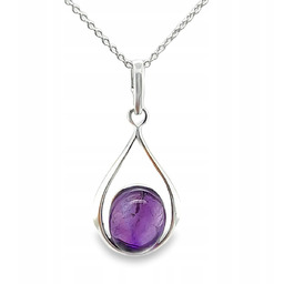 Zawieszka srebrna z naturalnym ametystem fioletowy kamień srebro