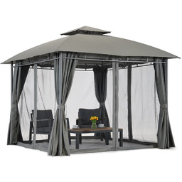 Antracytowy pawilon ogrodowy Sycylia 3x3m z zasłonami