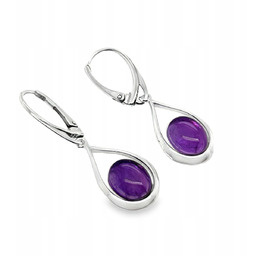 Kolczyki srebrne z naturalnym ametystem SREBRO 925 angielskie