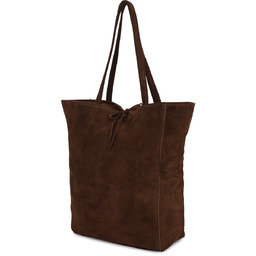 Damska Włoska Skórzana Torebka Worek A4 Troczek czekoladowa