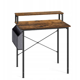 Biurko Komputerowe Industrialne Stabilne Loft Z Nadstawką Organizer
