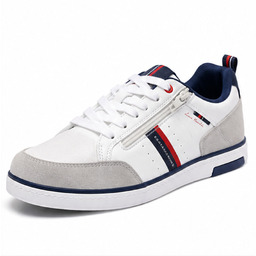 Męskie Sneakersy Biało-Granatowe z Czerwonym Akcentem 41