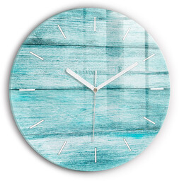 Nowoczesny szklany zegar ścienny Niebieskie stare drewno
