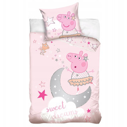 Pościel Bawełniana Świnka Peppa 155x220 50x70 do Pokoju