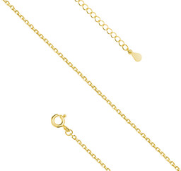 Pozłacany srebrny regulowany łańcuszek typu ankier 1,1mm 42-45cm