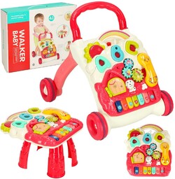 Pchacz chodzik interaktywny stolik edukacyjny 4w1 różowy Bibi-inn