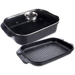 Brytfanna granitowa z pokrywką 3w1 GRANDE 41x26x15 cm,