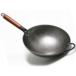 Wok Chiński Kuty Stalowy Patelnia Głęboka Chińska Drewniany