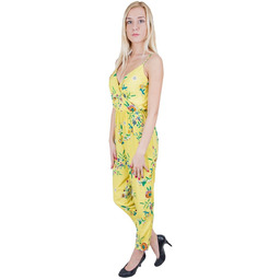 Żółty kombinezon w kwiaty spodnium overal John Zack