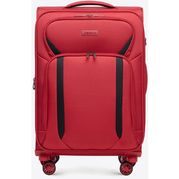 Średnia walizka miękka dwukolorowa czerwono - czarna