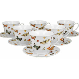 Filiżanki 6x250 ml Crocus motyle porcelana ozdobna
