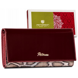 Lakierowany portfel damski z wężowym wzorem RFID -