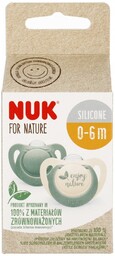 NUK Smoczek uspokajający silikonowy 0-6m For Nature zielony