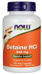 NOW FOODS BETAINE HCL 648mg 120VEG CAPS